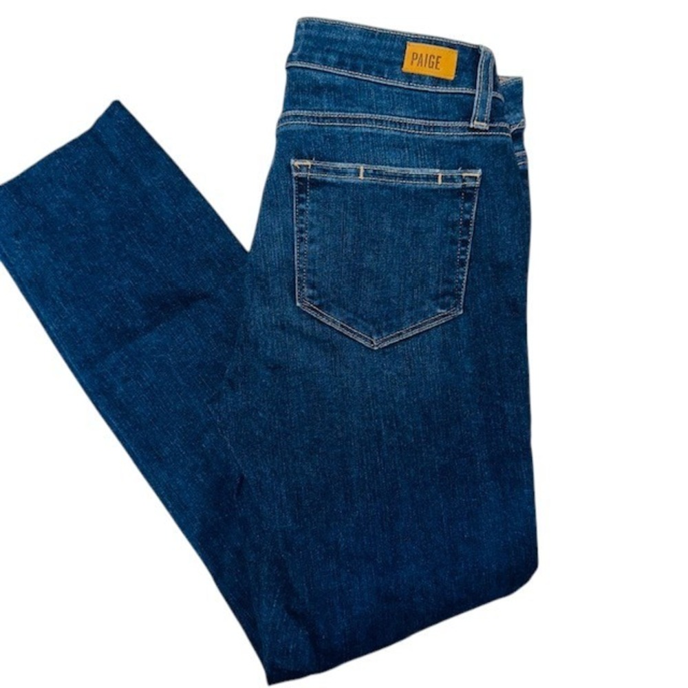 Paige Kylie Crop Dark Wash Denim Skinny Jeans Distressed Raw Hem Women's Size 26